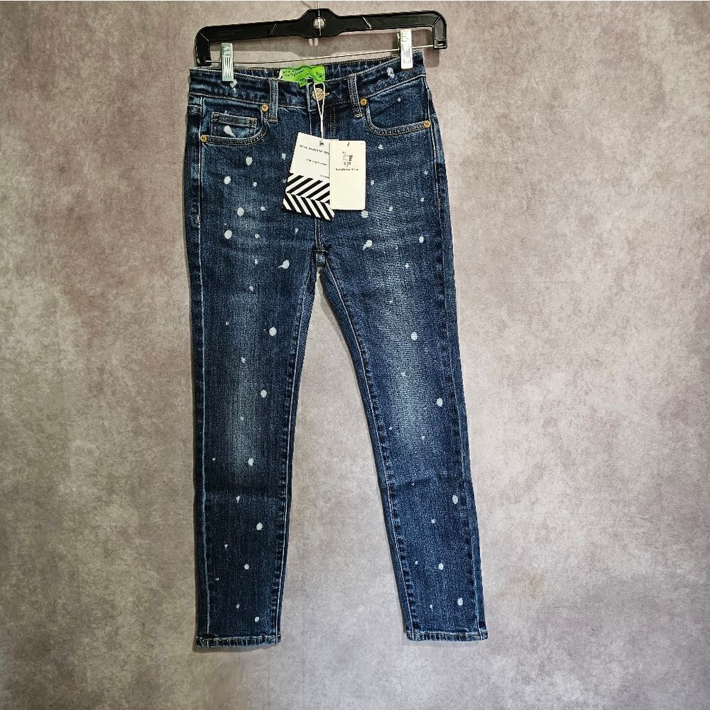 Sandrine Rose x Free People Slim Denim Polkadot Jeans Size 24